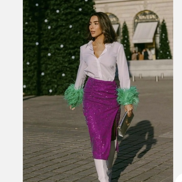 Zara purple sequin skirt - Picture 1 of 6